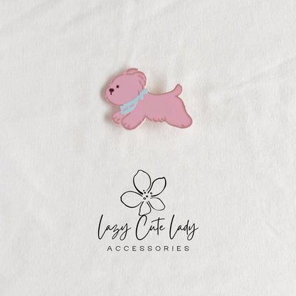 Cute Puppy Dog Hair Clips – Cartoon Dog Barrettes in Pink, Black & White for Girls and Women