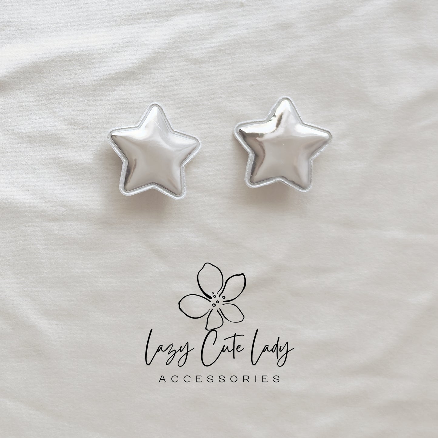 Silver Star Hair Clips – Metallic Puff Star Barrettes for Kids & All Ages