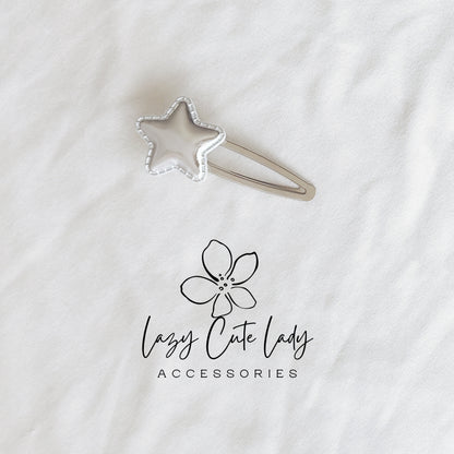 Silver Star Hair Clips – Metallic Puff Star Barrettes for Kids & All Ages
