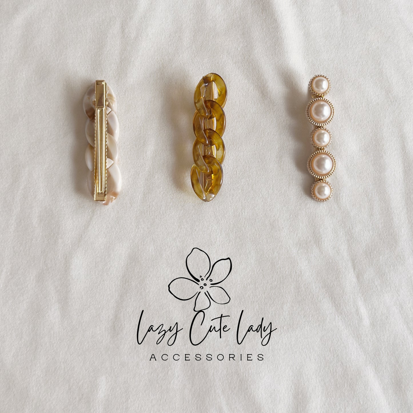 Chain & Pearl Hair Clip Set – Elegant Barrettes for All Ages