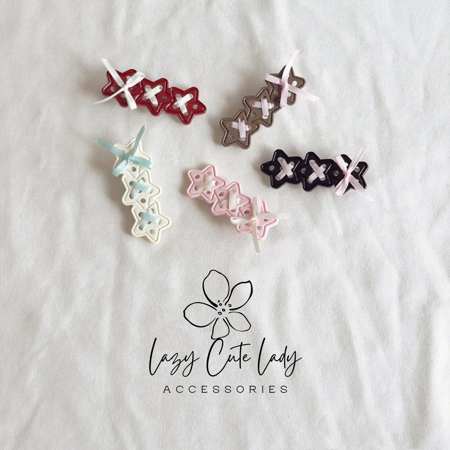 Ribbon-Laced Star Hair Clips – Sweet & Stylish Touch for Everyday Looks