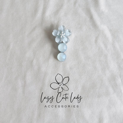 Frosted Bloom Hair Clips – Delicate Ice Blue Petals with Sparkle Beads