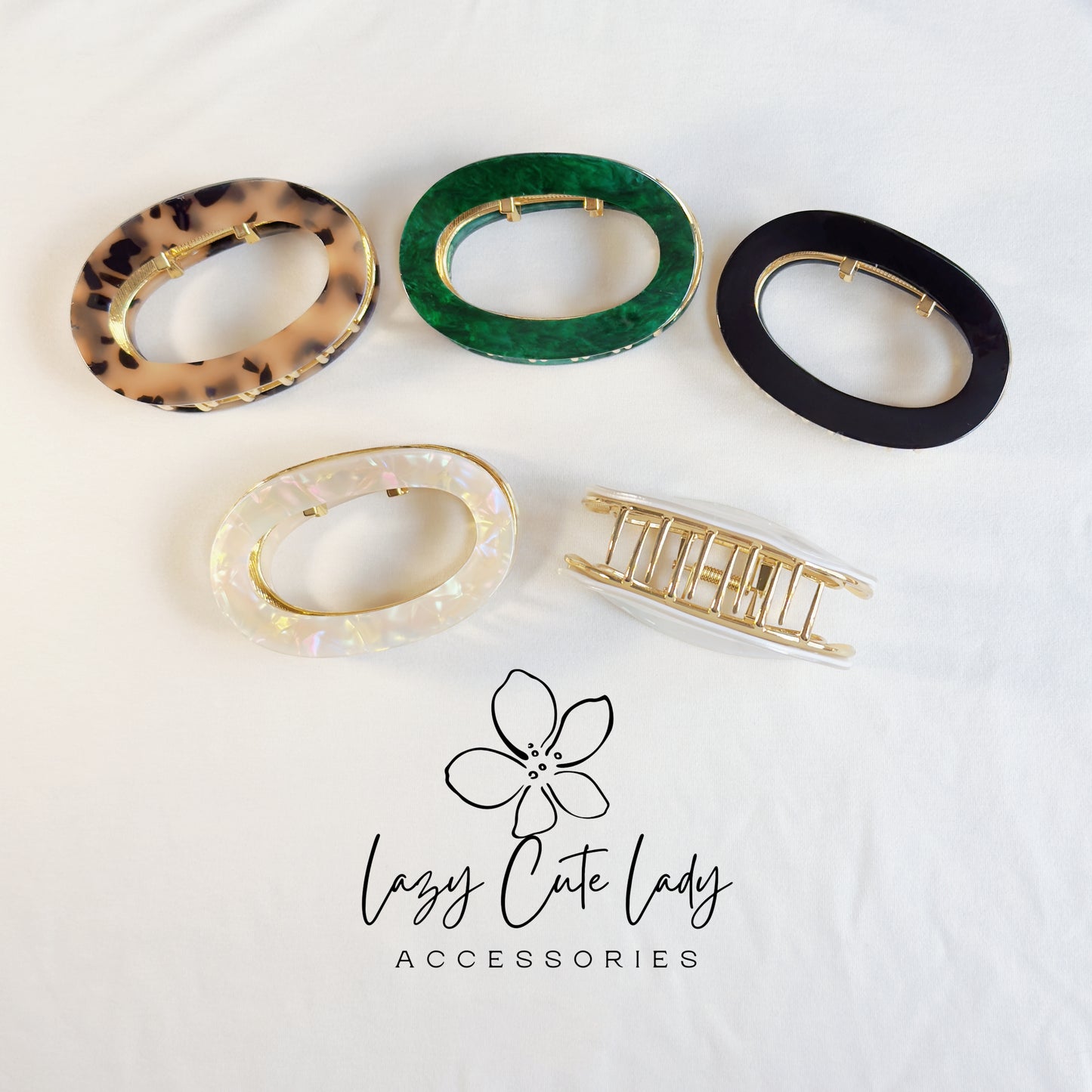 Elegant Oval Hair Barrette – Eco-Friendly Acetate Clip