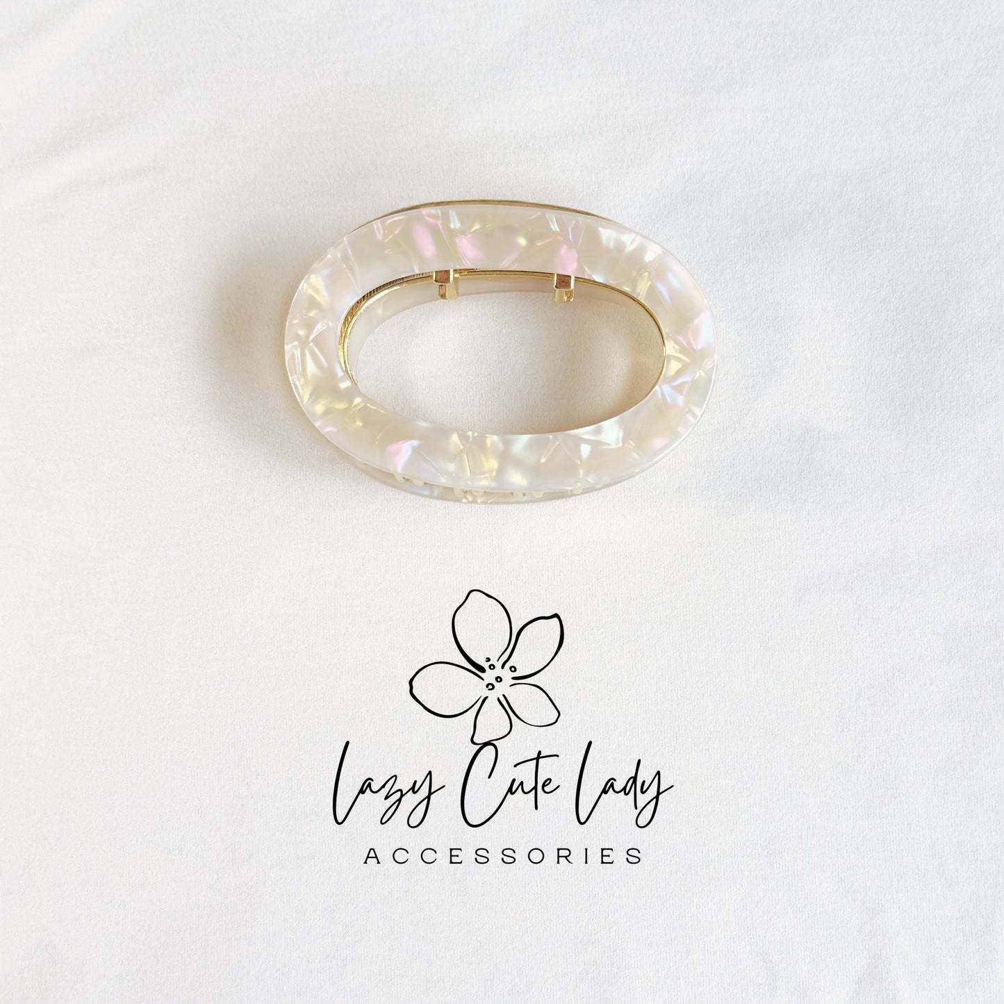 Elegant Oval Hair Barrette – Eco-Friendly Acetate Clip