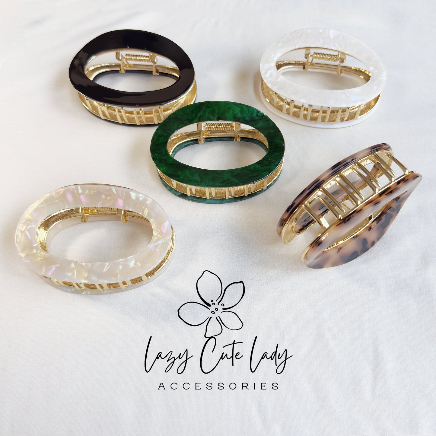 Elegant Oval Hair Barrette – Eco-Friendly Acetate Clip