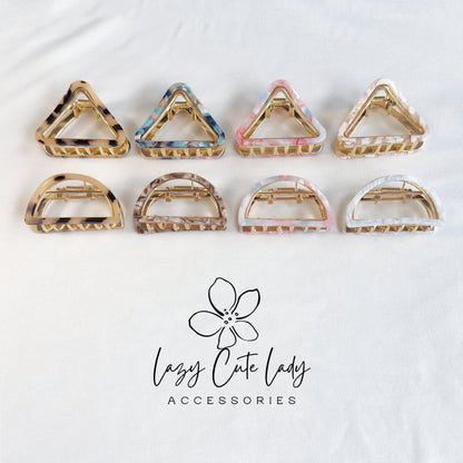 Mini Acetate Hair Claw Clips – Triangle &amp; Half-Moon Set – Eco-Friendly Small Claw Clips