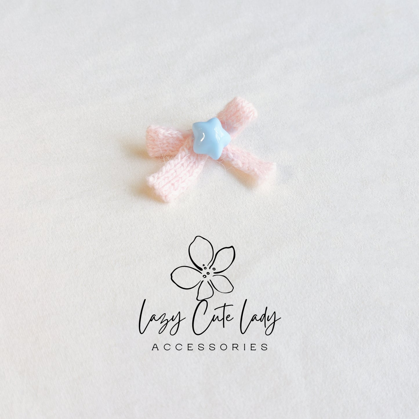 Knit Bow Star Hair Clips – Soft &amp; Cute Baby Girl Barrettes (Set of 2)