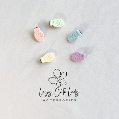 Mini Embossed Fish Hair Clips – 1" Pastel Snap Clips for All Ages