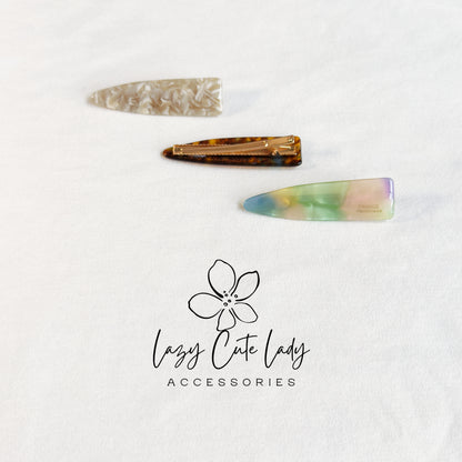 Eco Acetate Tapered Snap Hair Clips – Modern Classic Barrettes in Multiple Sizes &amp; Colors