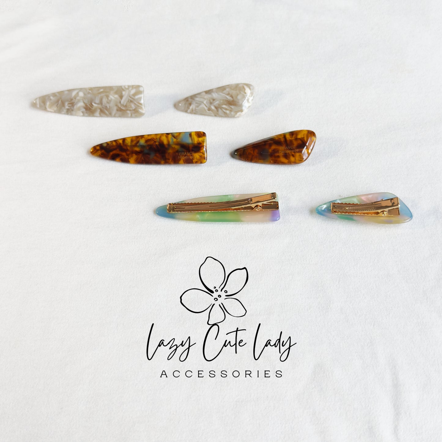 Eco Acetate Tapered Snap Hair Clips – Modern Classic Barrettes in Multiple Sizes &amp; Colors