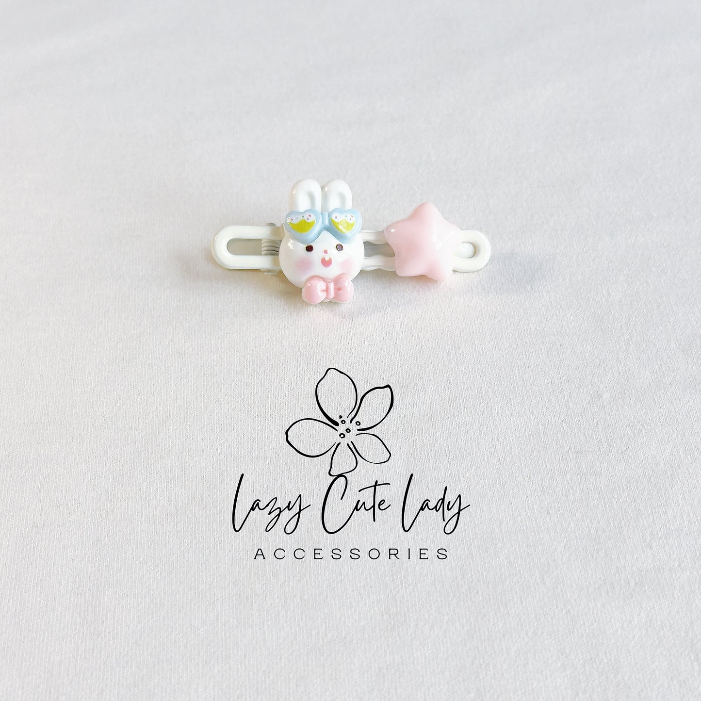 Kawaii Animal Star Hair Clips – Bunny &amp; Bear Snap Clips for Kids-Gift for her