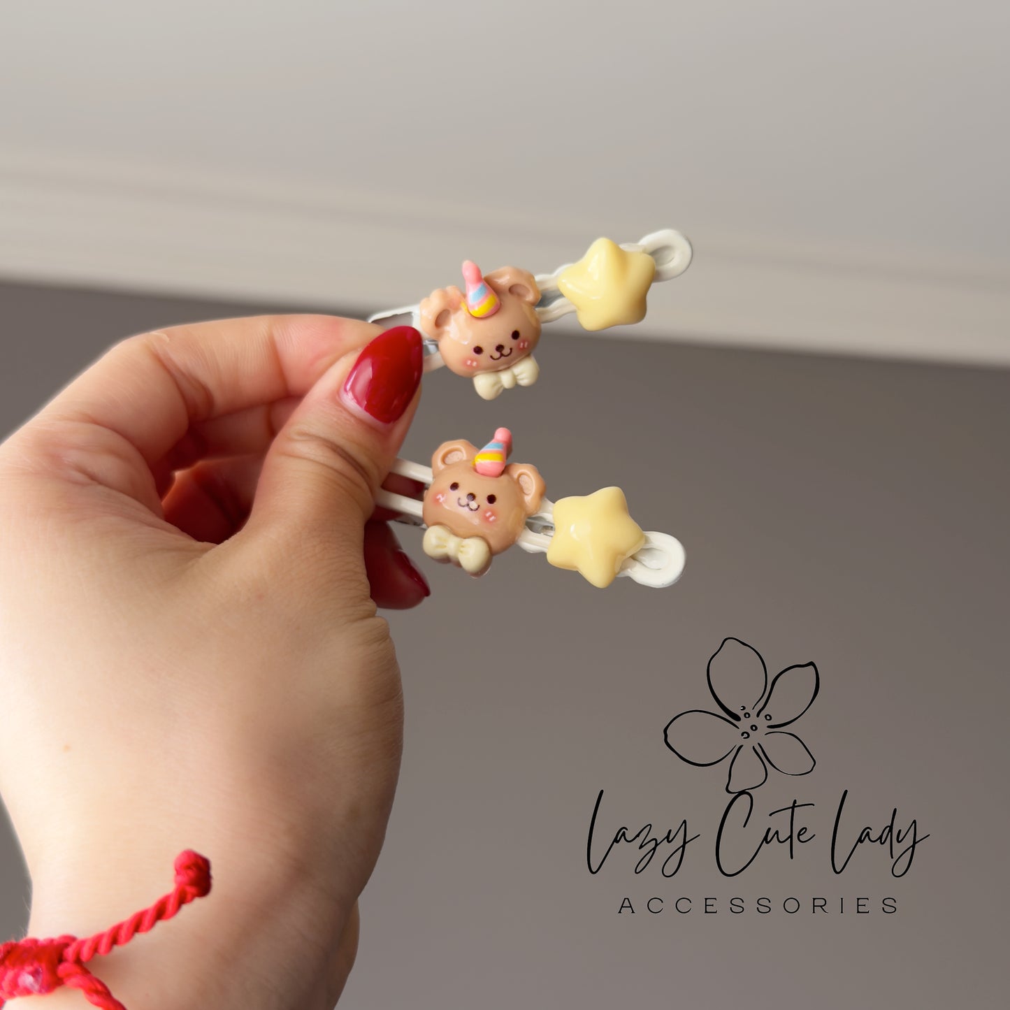 Kawaii Animal Star Hair Clips – Bunny &amp; Bear Snap Clips for Kids-Gift for her