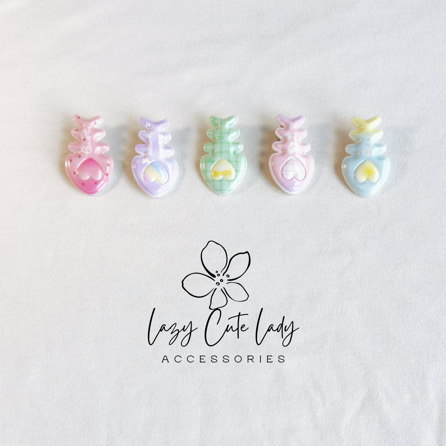Glossy Pastel Fish Bone Hair Clips – Cute Kawaii Style Barrettes with Heart Details