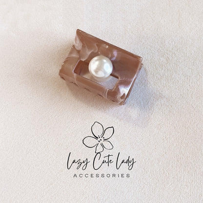 Eco Acetate Pearl Claw Clip – French Rectangle Hair Clip with Marble Finish (3 Colors)