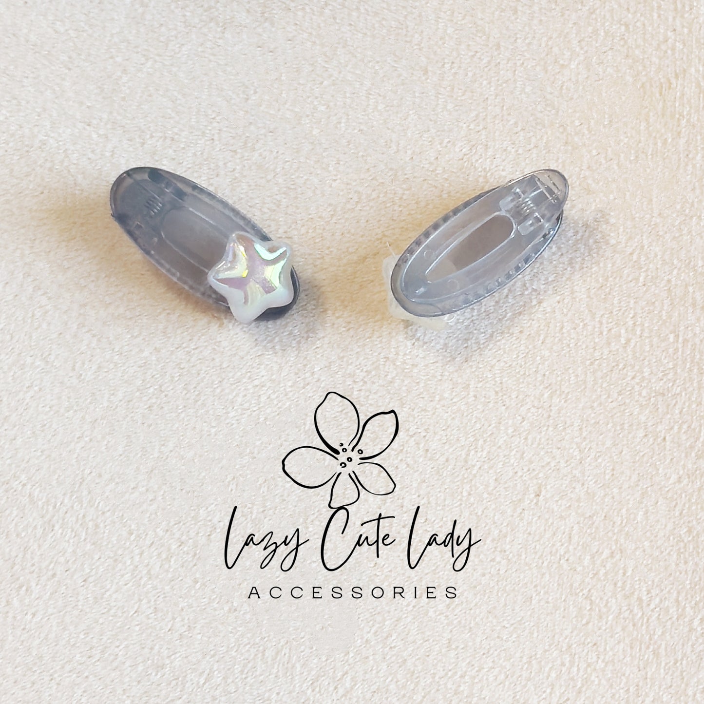 Mini Star Snap Hair Clips – Jelly Pastel Barrettes with Pearl Star (Set Options Available)