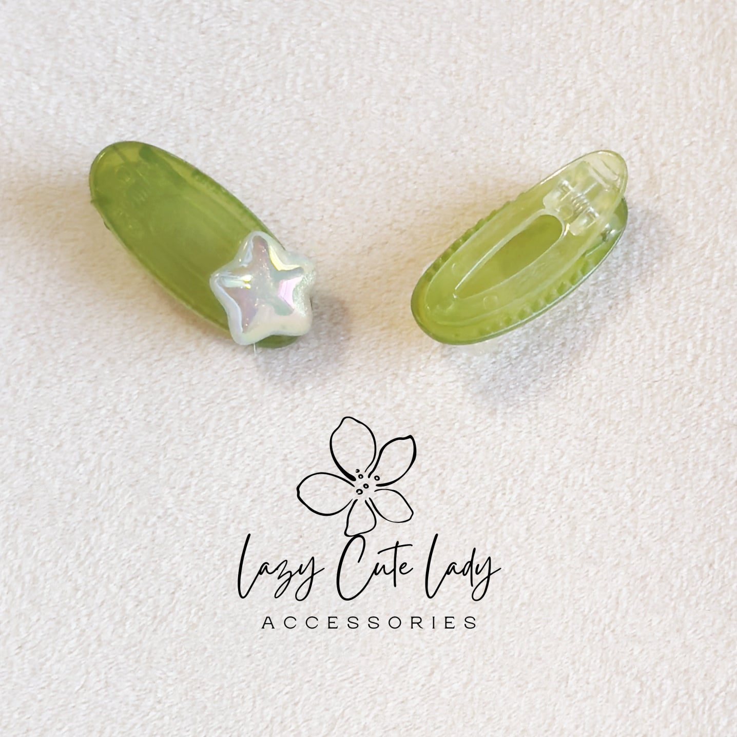 Mini Star Snap Hair Clips – Jelly Pastel Barrettes with Pearl Star (Set Options Available)