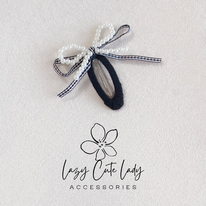 Pearl Bow Ribbon Hair Clips – Coquette Style Barrettes for Girls & Women (6 Colors)