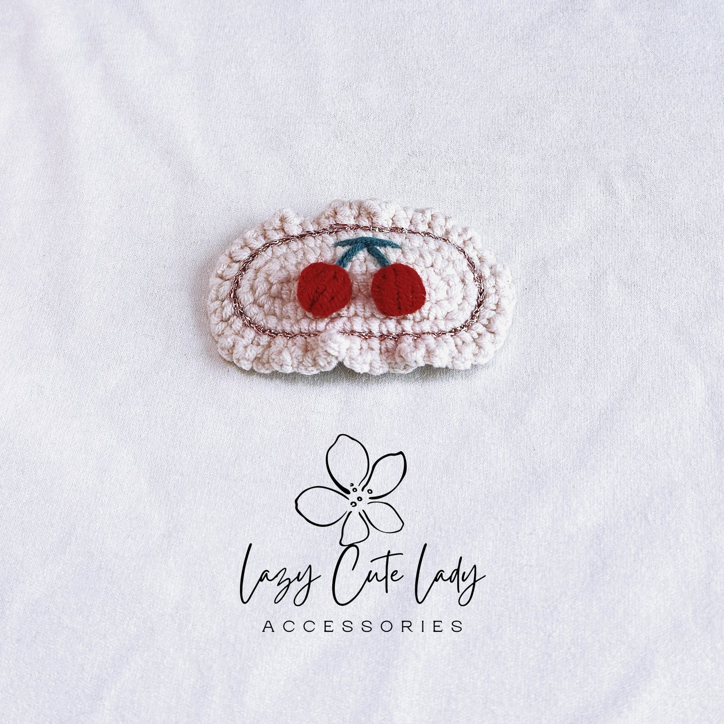 Adorable Hand-Knitted Cherry Hair Clips