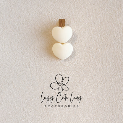 Matte Heart, Star &amp; Flower Hair Clips – Set of 2 (Neutral Clay Colors)