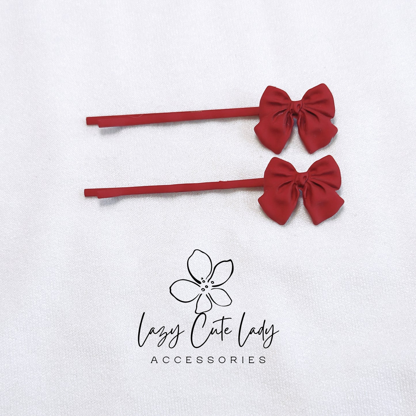 Colorful Metal Bow Hair Pin - Available in Blue and Red (2.25 Inches)