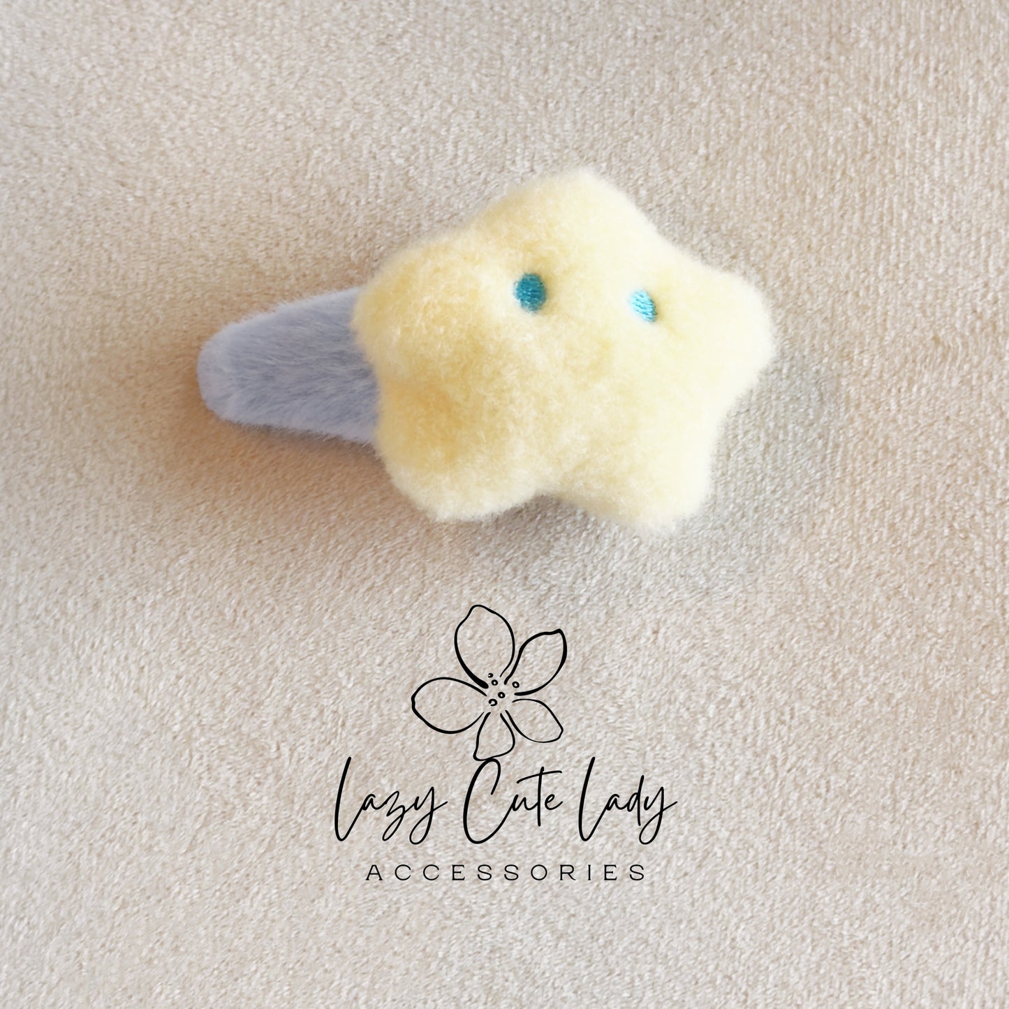 Fluffy Star &amp; Moon Hair Clips and Hair Ties – Soft Plush Hair Accessories for Girls and Women