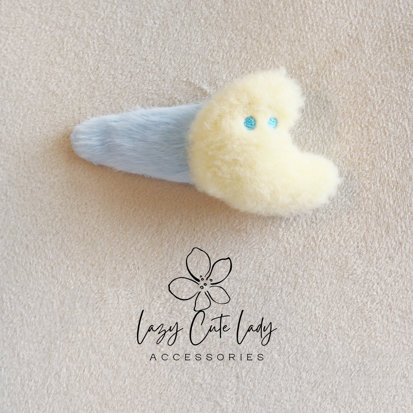 Fluffy Star &amp; Moon Hair Clips and Hair Ties – Soft Plush Hair Accessories for Girls and Women