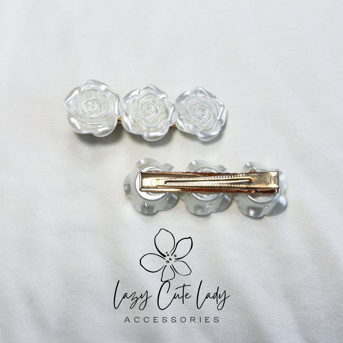 Elegant White Rose Hair Clip - Perfect for All Occasions