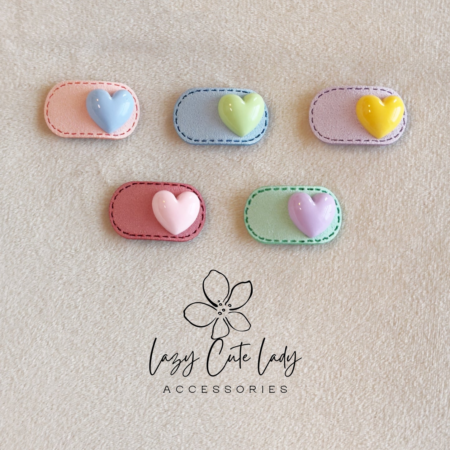 Pastel Resin Hair Clips – Felt-Look Stars, Hearts, Flowers &amp; Fruits