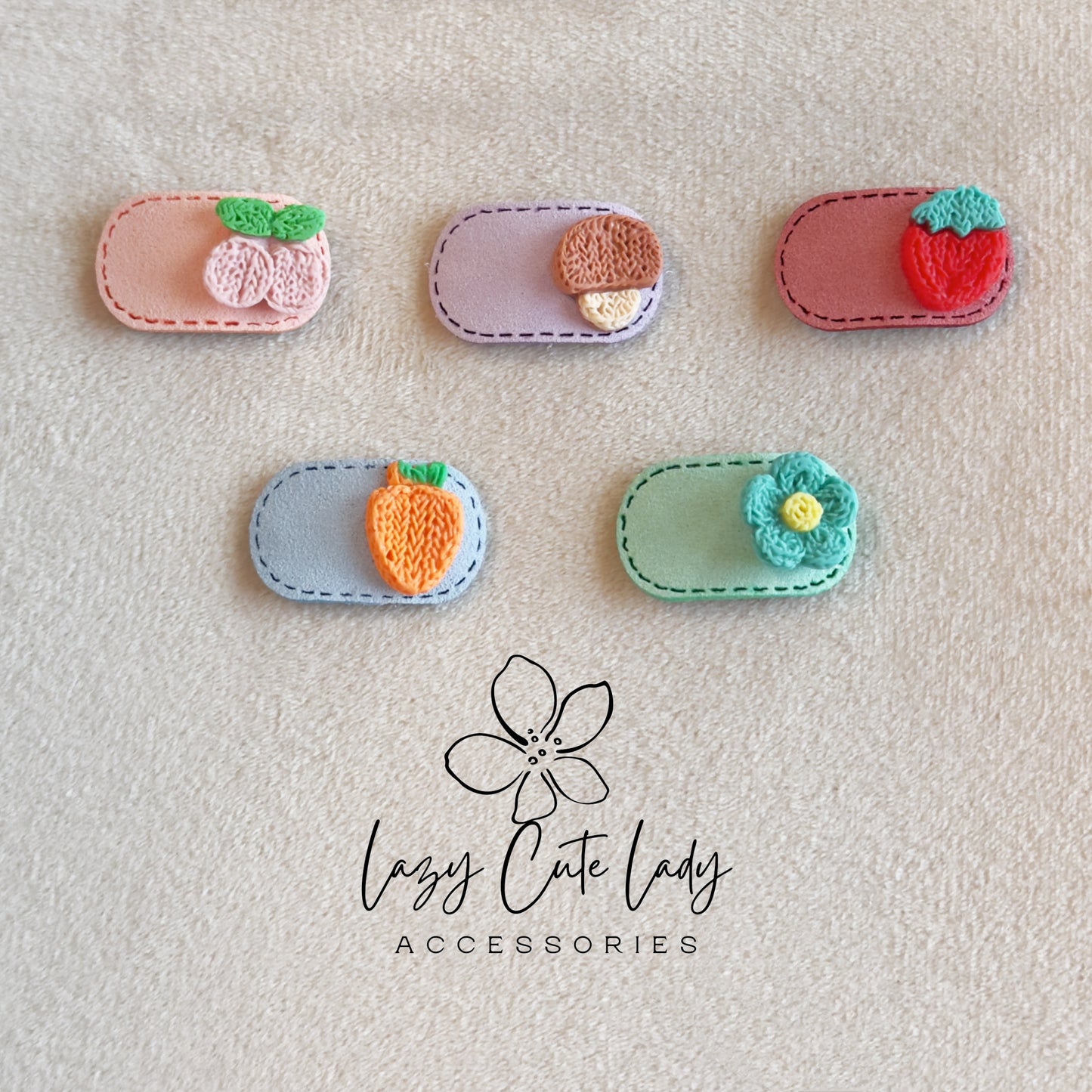 Pastel Resin Hair Clips – Felt-Look Stars, Hearts, Flowers &amp; Fruits