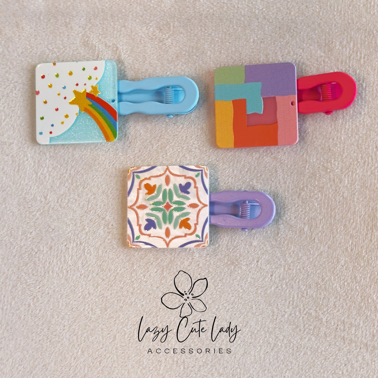 Whimsical Shape Hair Clips – Bunny, Rainbow, Floral &amp; Colorful Designs