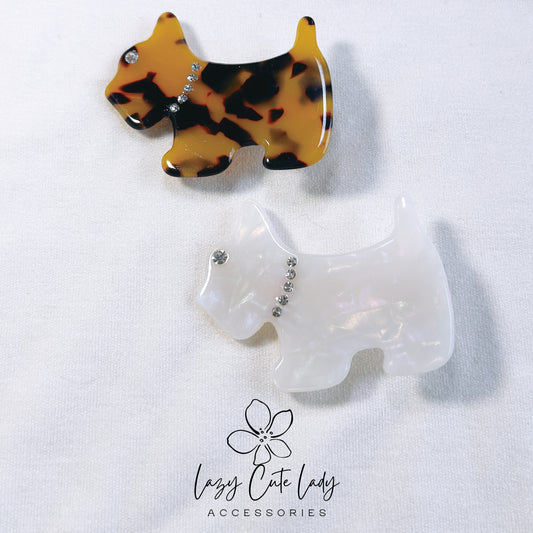Elegant Scottie Dog Acetate Hair Clips - Adorable and Sophisticated