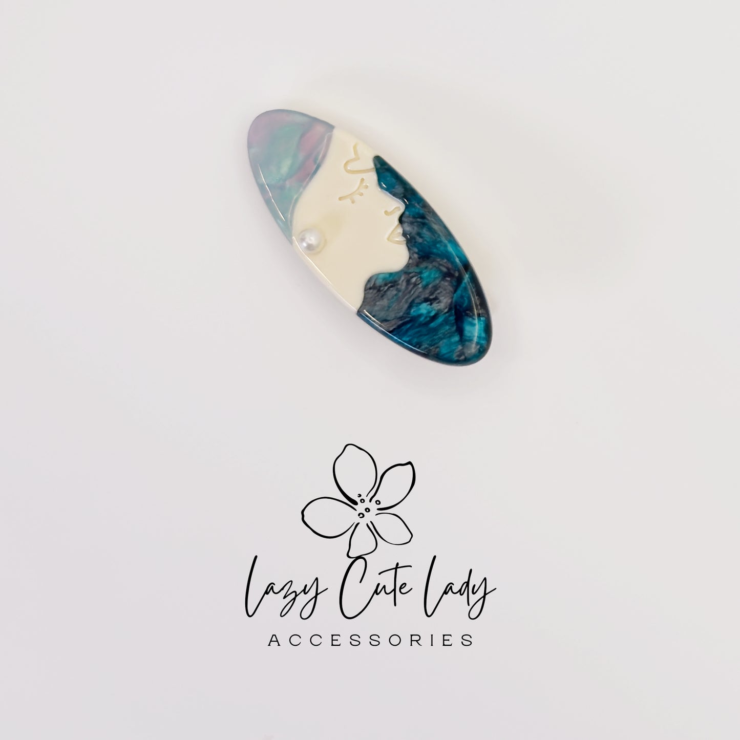 Artful Face Acetate Barrette – Modern Feminine Hair Clip