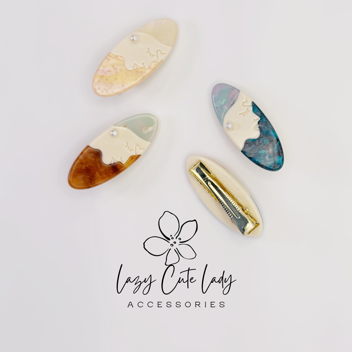 Artful Face Acetate Barrette – Modern Feminine Hair Clip