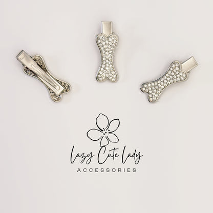 Mini Sparkle Bone Hair Clip – Crystal Dog Bone Barrette for Pet Lovers