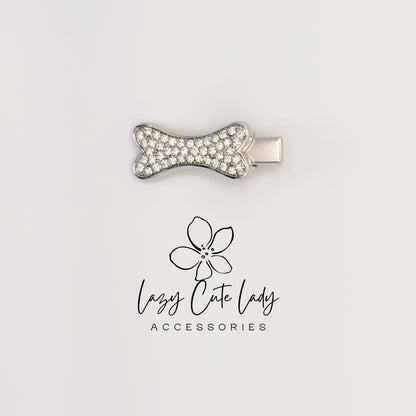 Mini Sparkle Bone Hair Clip – Crystal Dog Bone Barrette for Pet Lovers