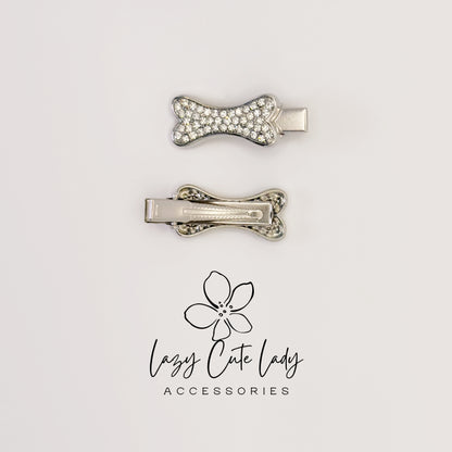 Mini Sparkle Bone Hair Clip – Crystal Dog Bone Barrette for Pet Lovers