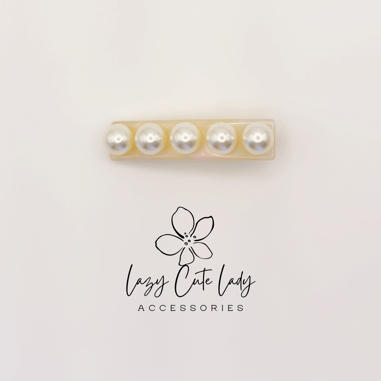 Eco Acetate Pearl Bar Clip – Classic Rectangle Hair Barrette
