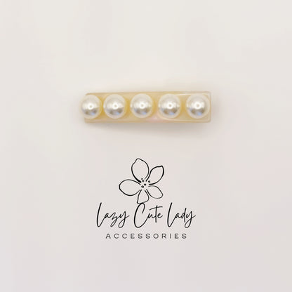 Eco Acetate Pearl Bar Clip – Classic Rectangle Hair Barrette