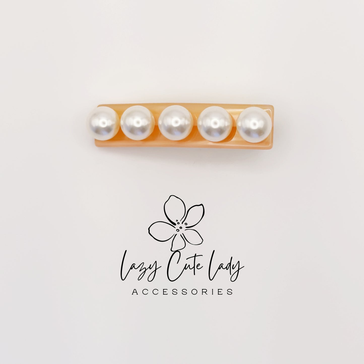 Eco Acetate Pearl Bar Clip – Classic Rectangle Hair Barrette