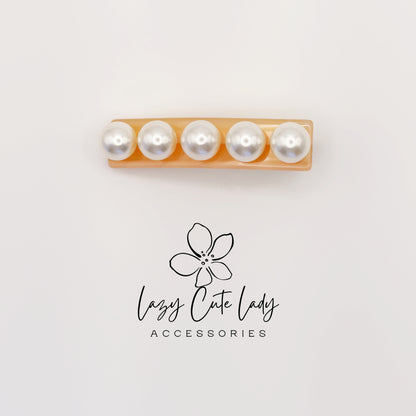 Eco Acetate Pearl Bar Clip – Classic Rectangle Hair Barrette