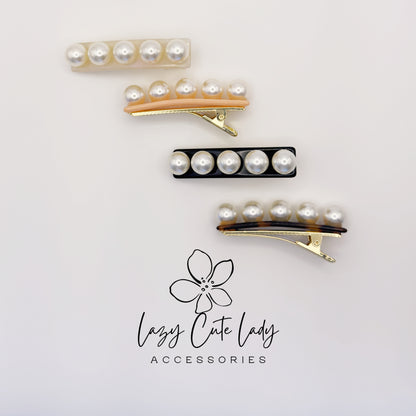 Eco Acetate Pearl Bar Clip – Classic Rectangle Hair Barrette