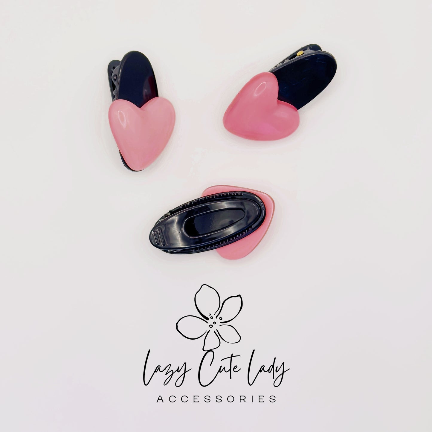 Sweetheart Snap Clips – Glossy Pink Heart Hair Pins
