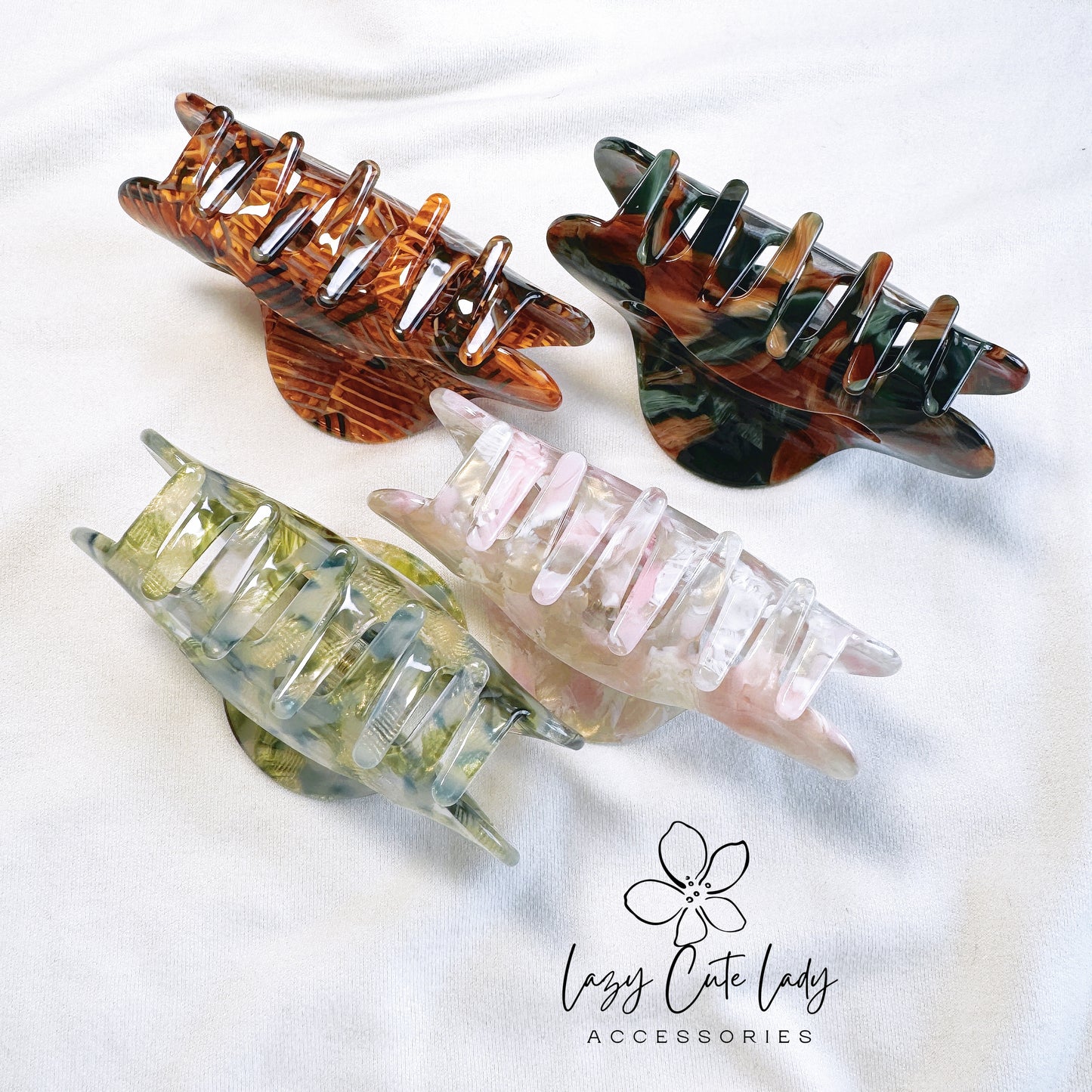 Vintage French Hair Claw Made from Eco-Friendly Acetate - Four Elegant Colors