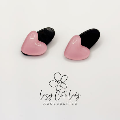 Sweetheart Snap Clips – Glossy Pink Heart Hair Pins