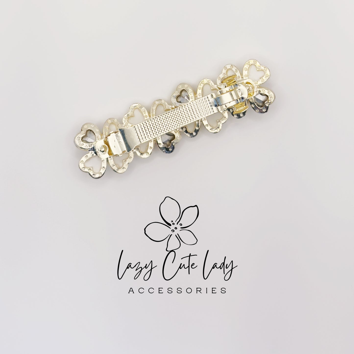 Elegant Flower Barrette with Rhinestone Accents- Gift for her