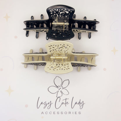 Hollow Leopard Cutout Acetate Hair Claw – Eco-Friendly Statement Clip