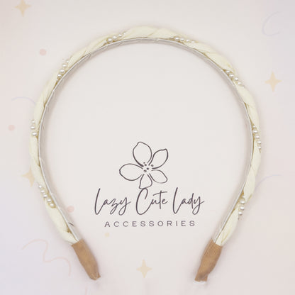 Braided Satin and Pearl Headband – Elegant Everyday Hair Accessory