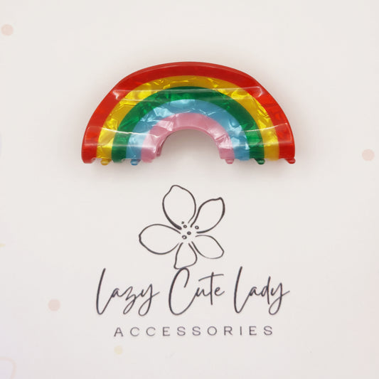 Rainbow Bright Acetate Hair Claw – Colorful &amp; Eco-Friendly