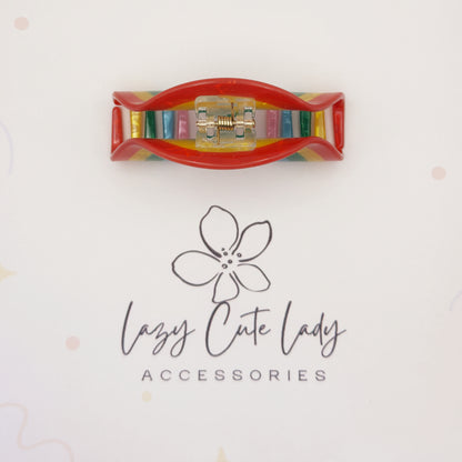 Rainbow Bright Acetate Hair Claw – Colorful &amp; Eco-Friendly