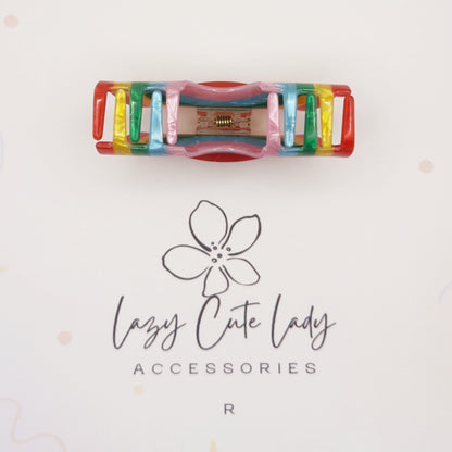 Rainbow Bright Acetate Hair Claw – Colorful &amp; Eco-Friendly